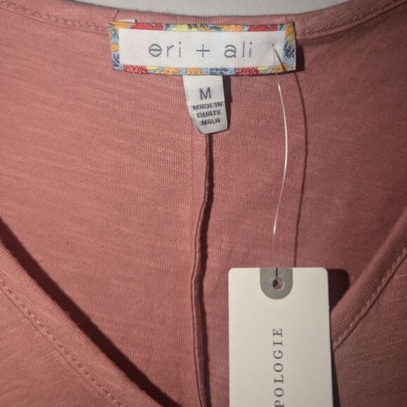 Anthropologie Women's Medium Eric + Ali Top Rose Pink Lace Flutter Sleeve NWT - Picture 2 of 11